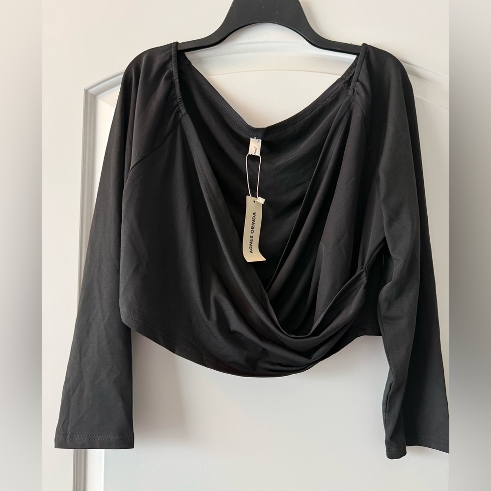 Zara Black Draped Women's Blouse